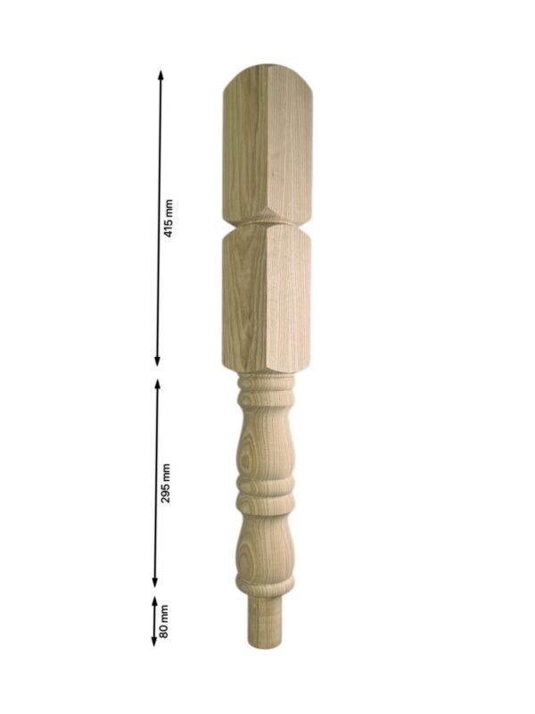 Ash Georgian Turned Double Newel Post 90mm x 710mm - Image 2
