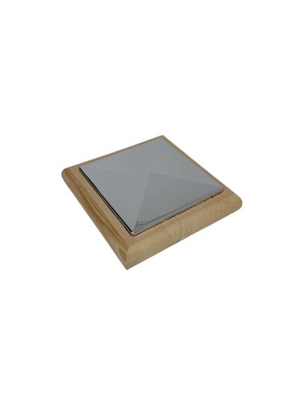 Unique Timber & Chrome Flat Newel Cap - In Various Timbers - Image 5