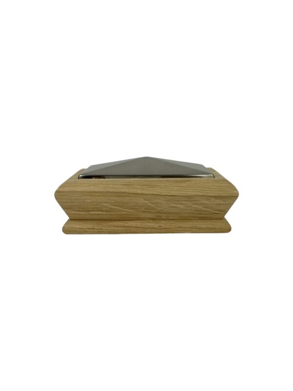 Unique HALF Timber & Brushed Pyramid Newel Cap - In Various Timbers - Image 5