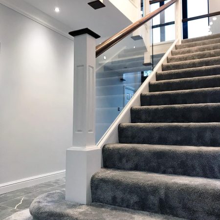 Walnut Handrail Glass & White Parts