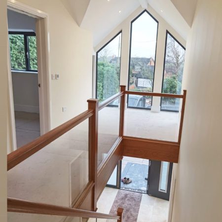 Oak Balustrade with Glass Panels