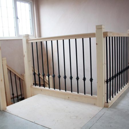 Pine Balustrade Wrought Iron Spindles