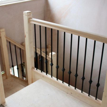 Pine Balustrade Wrought Iron Spindles