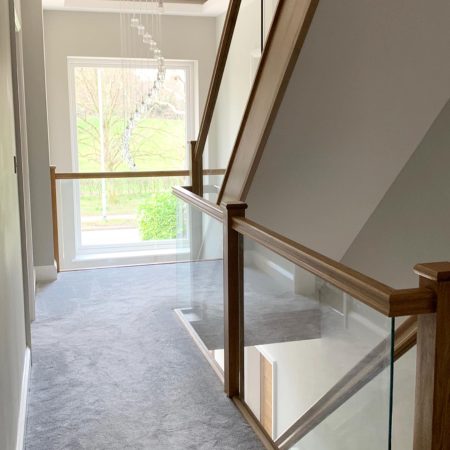 Oak Balustrade with Glass Panels