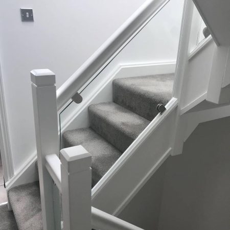 White Primed Balustrade with Glass Panels