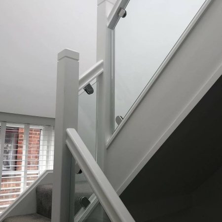 White Primed Balustrade with Glass Panels