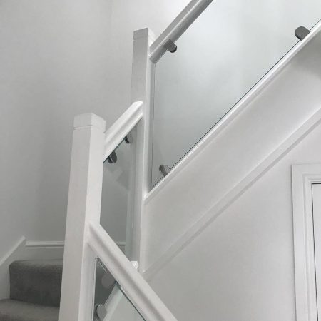 White Primed Balustrade with Glass Panels