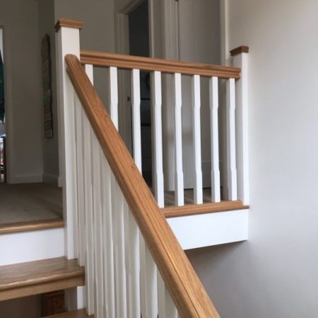 White Staircase Parts with Oak
