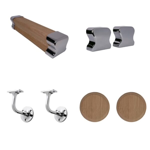 oak chrome wall handrail kit
