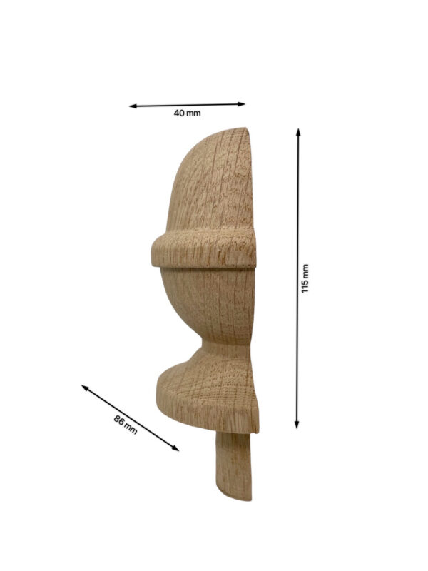 Oak HALF Acorn Newel Cap 90mm - Image 2