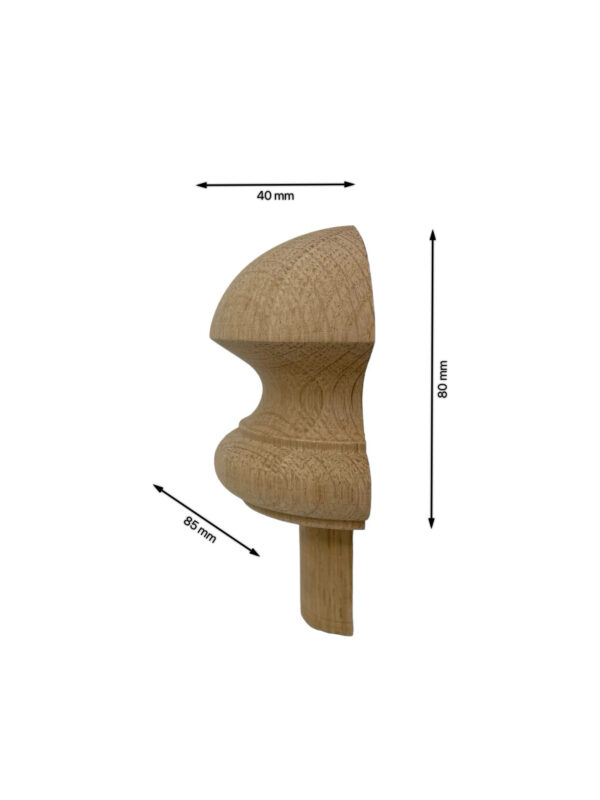 Oak HALF Mushroom Newel Cap 83mm - Image 2
