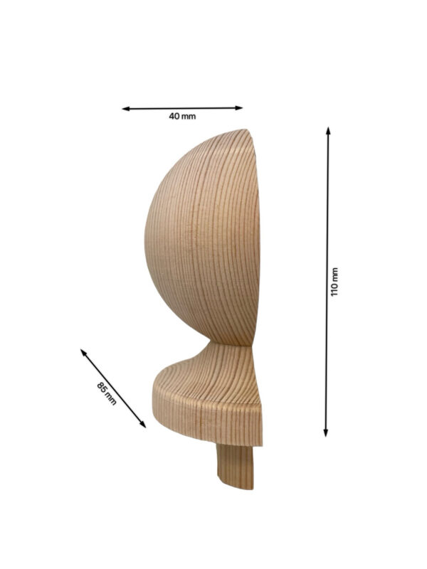 Pine HALF Ball Newel Cap 90mm - Image 3