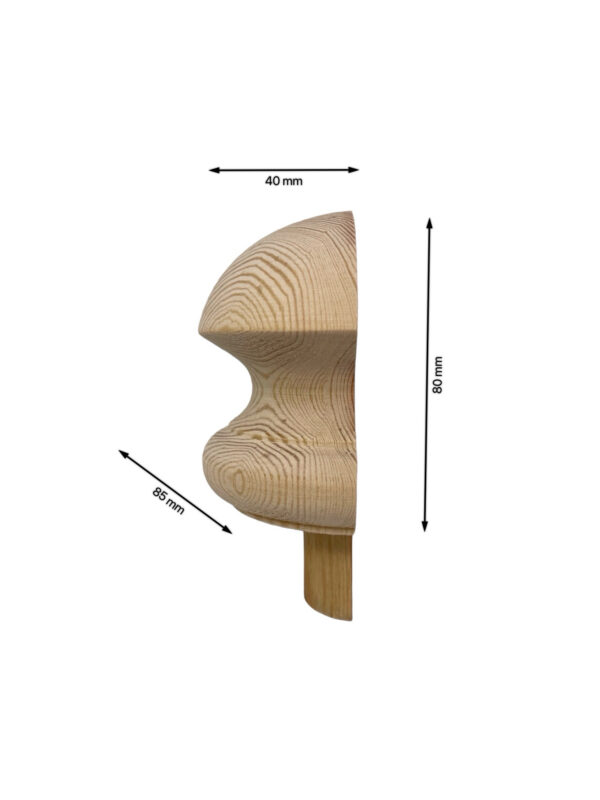 Pine HALF Mushroom Newel Cap 83mm - Image 2