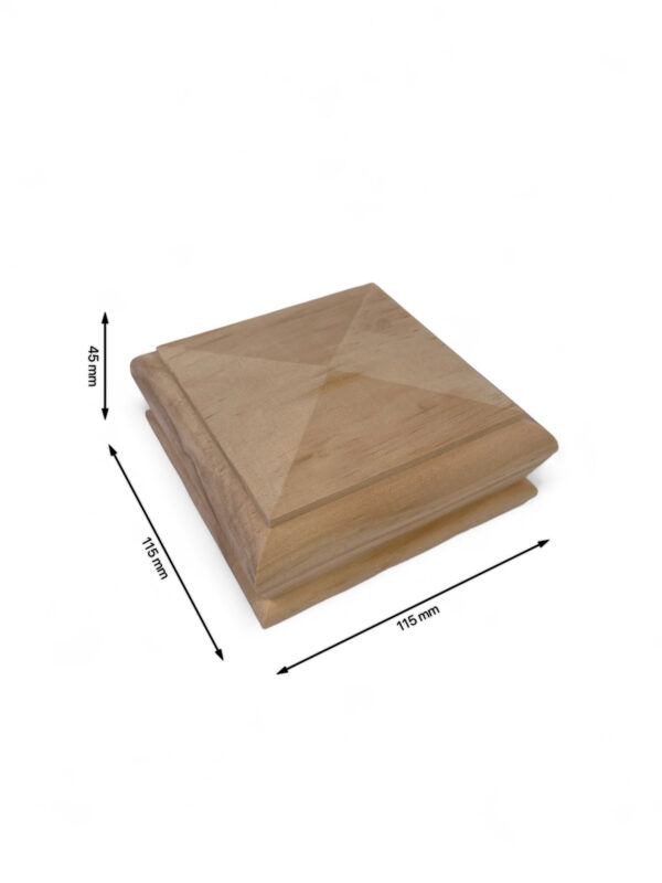 Pine Square Pyramid Newel Cap 90mm - Image 5