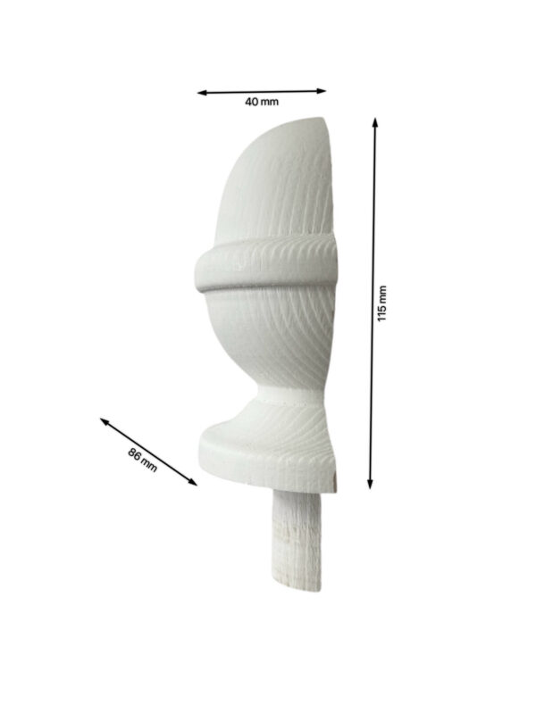 White Primed HALF Acorn Newel Post Cap 90mm - Image 3