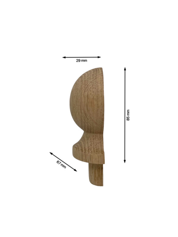 Oak HALF Ball Newel Cap 70mm - Image 2