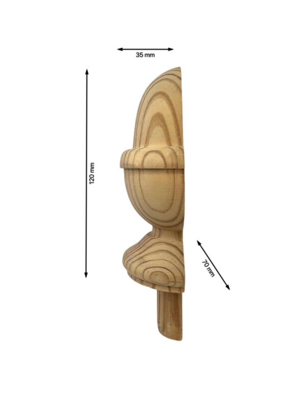 Pine HALF Acorn Newel Cap 83mm - Image 2
