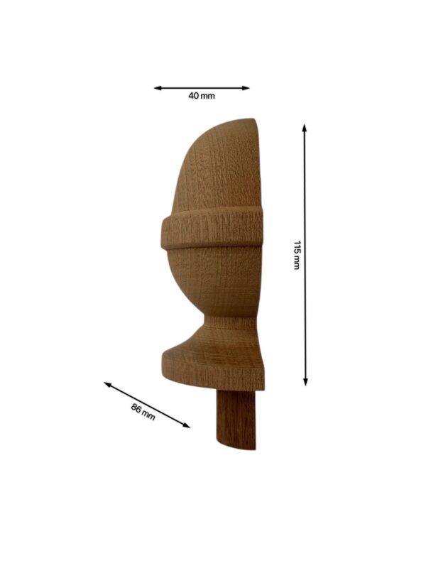 Sapele HALF Acorn Newel Cap 90mm - Image 2