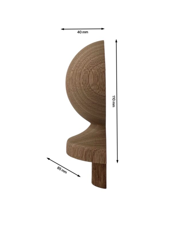 Sapele HALF Ball Newel Cap 90mm - Image 2
