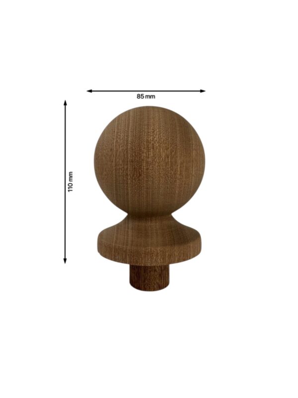 Sapele Ball Newel Cap 90mm - Image 2
