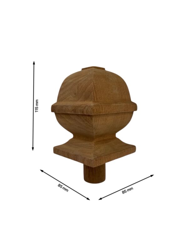 Sapele Square Acorn Newel Cap 90mm - Image 2