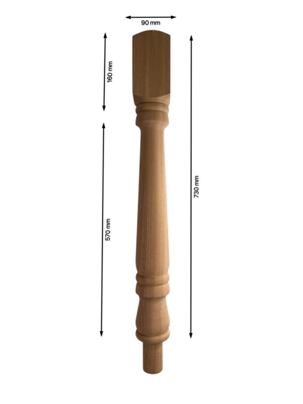 Sapele Turned Georgian HALF Newel Post 90mm x 730mm - Image 2