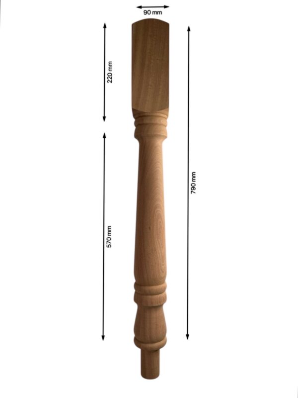 Sapele Turned Georgian HALF Newel Post 90mm x 790mm - Image 3