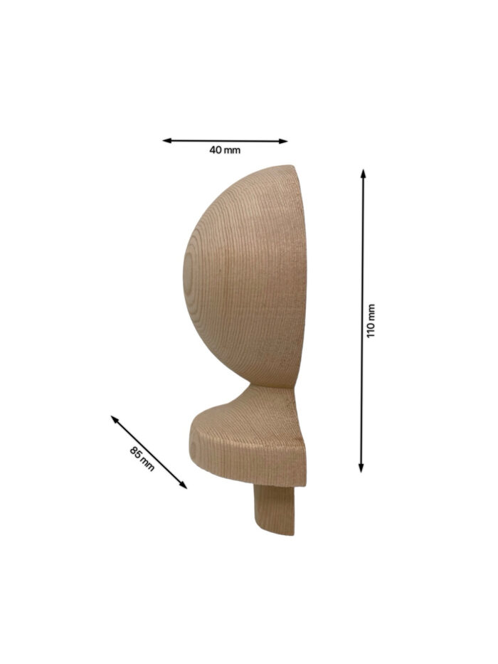 Oak HALF Ball Newel Cap 90mm - Image 3