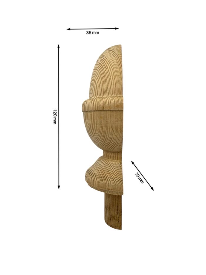 Hemlock HALF Acorn Newel Cap 83mm - Image 2