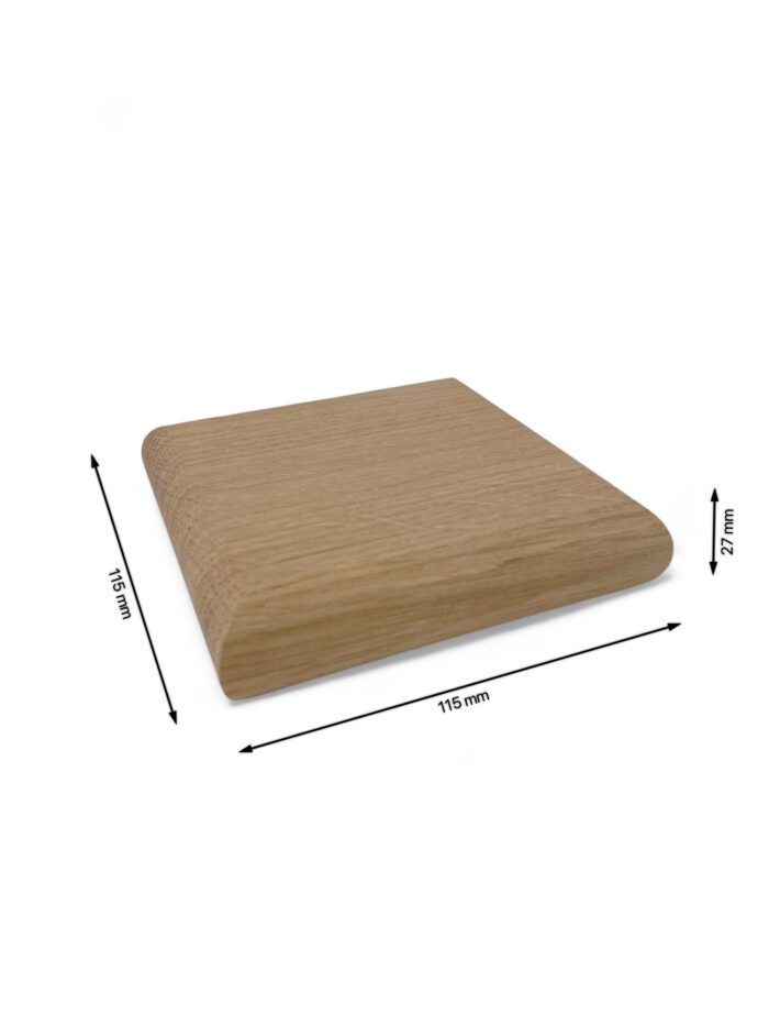 Oak Square Flat Newel Post Cap 90mm - Image 2