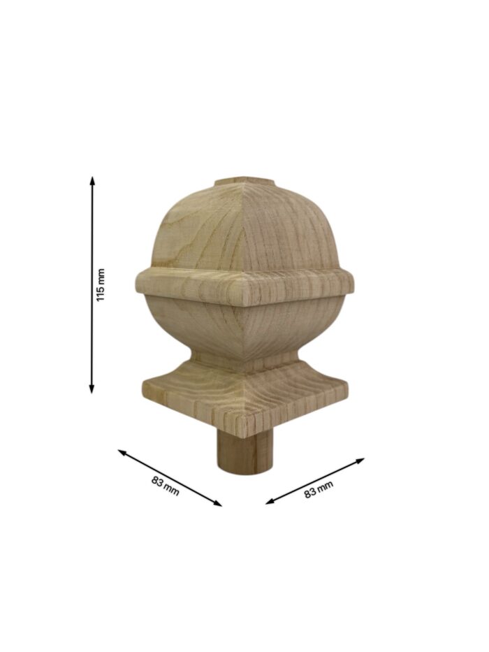 Ash Square Acorn Newel Cap 90mm - Image 4