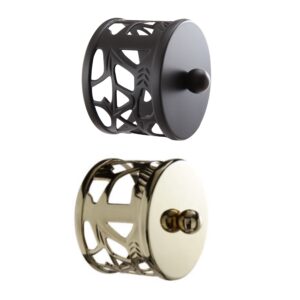 Filigree mo-stick end caps in black and brass