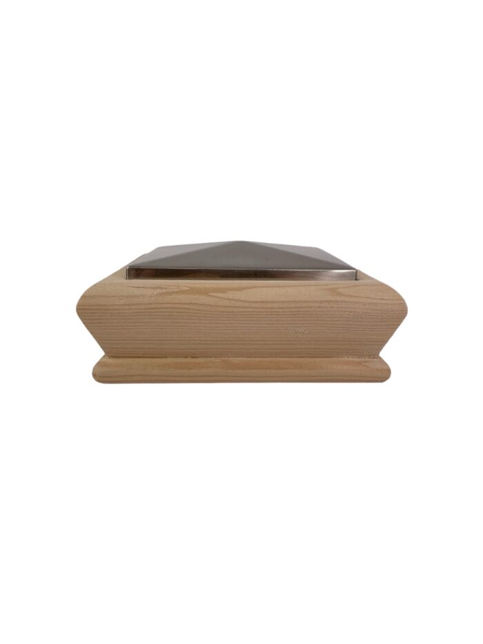 Unique Timber & Brushed Pyramid Newel Cap - In Various Timbers - Image 5
