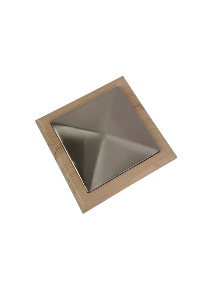 Unique Timber & Brushed Pyramid Newel Cap - In Various Timbers - Image 4