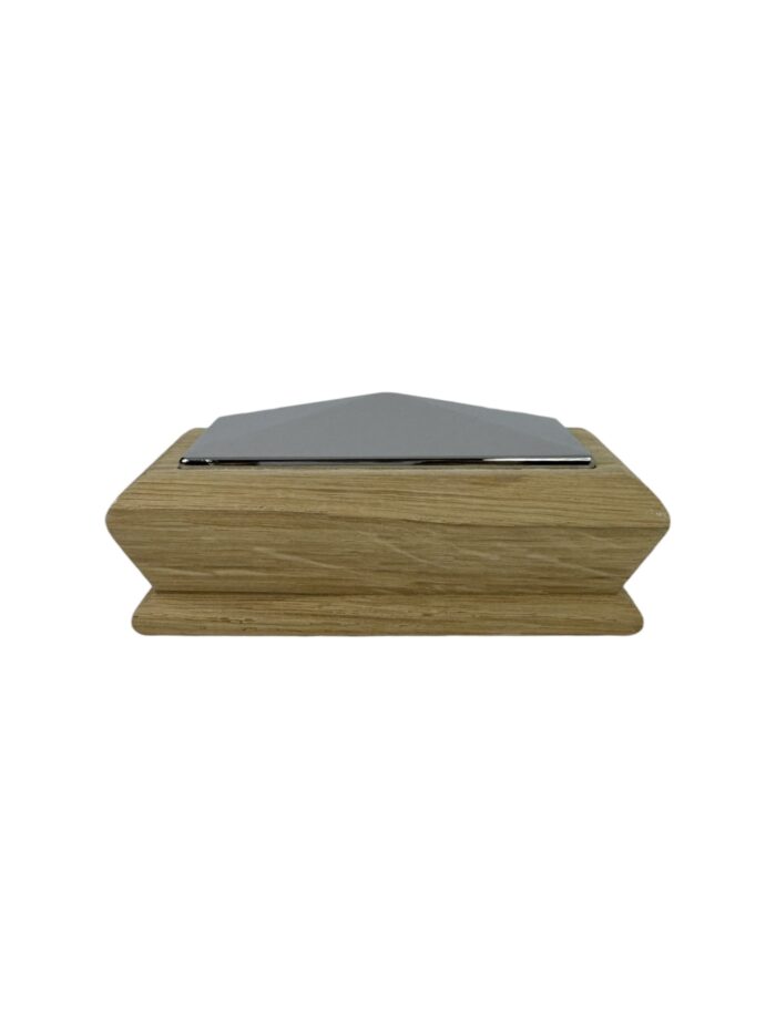 Unique HALF Timber & Chrome Pyramid Newel Cap - In Various Timbers - Image 5