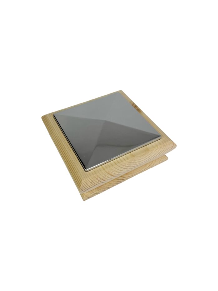 Unique Timber & Chrome Pyramid Newel Cap - In Various Timbers - Image 6