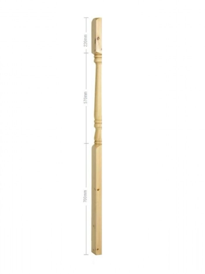 Hemlock Georgian Turned One Piece HALF Newel Post 90mm x 1490mm - Image 2