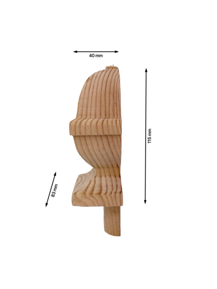 Pine HALF Square Acorn Newel Cap 90mm - Image 2