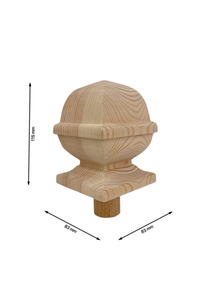 Pine Square Acorn Newel Cap 90mm - Image 4