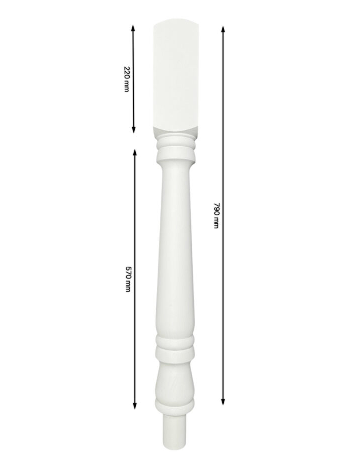 White Primed Turned Georgian Newel Post 90mm x 790mm - Image 2