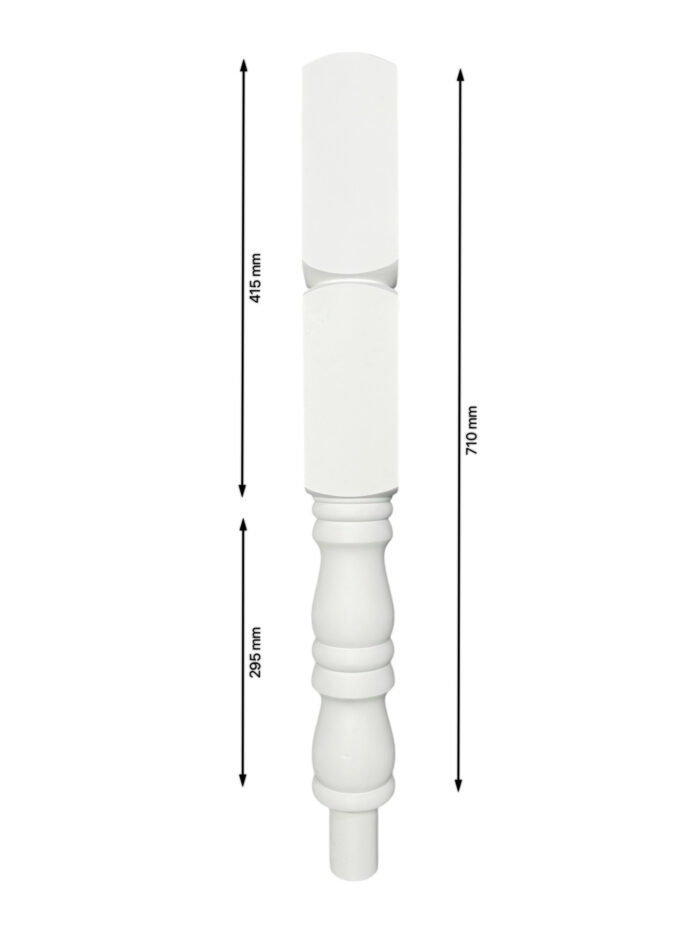 White Primed Turned Georgian Double Block Newel Post 90mm x 710mm - Image 2
