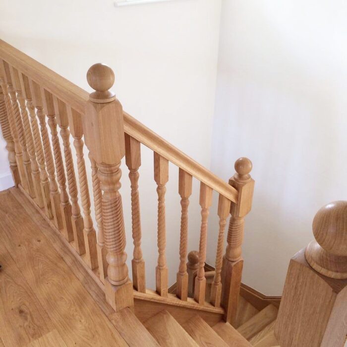 Oak staircase with barley twist spindles