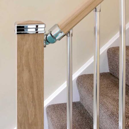 Solution Oak Newel Cap Chrome Spindles