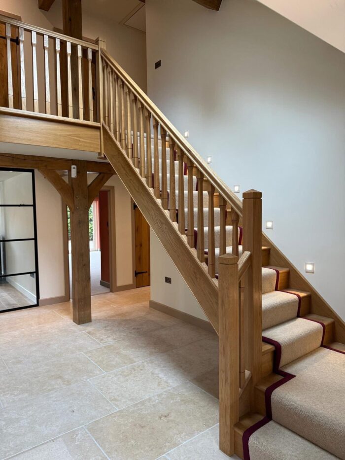 Oak staircase with modern spindles