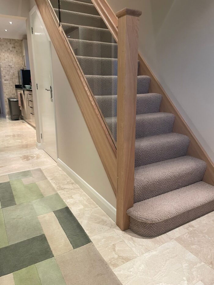 Oak staircase with Glass panels