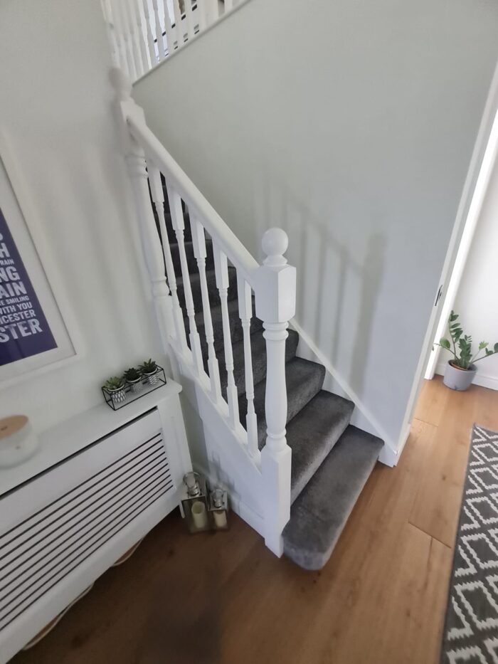 White staircase before makeover