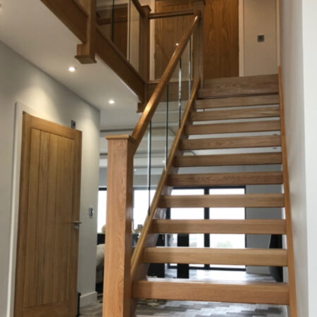 Oak Staircase and Glass Panels