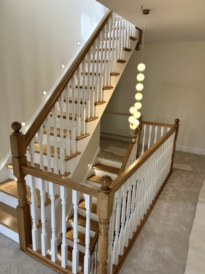 White and oak stair parts