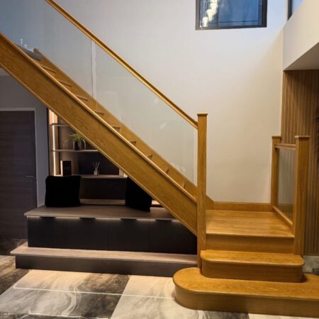 Oak Staircase With Glass Panels