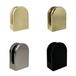 Glass Clamp Balustrade Bracket in black, gold, brushed gold, brushed nickel and chrome